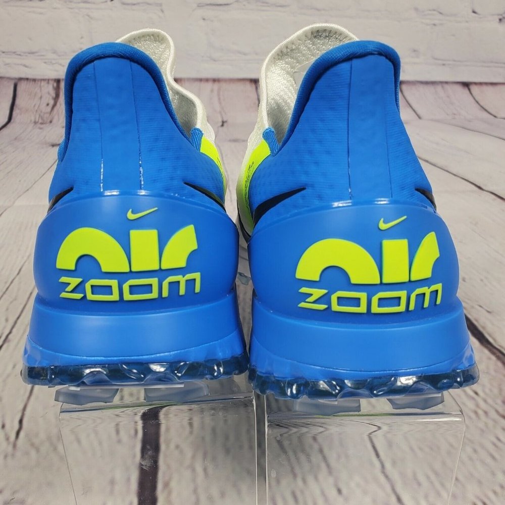 Nike Golf Shoes Mens 10.5 White Blue Air Zoom Infinity Tour Flyknit Swoosh Logo - Picture 9 of 10